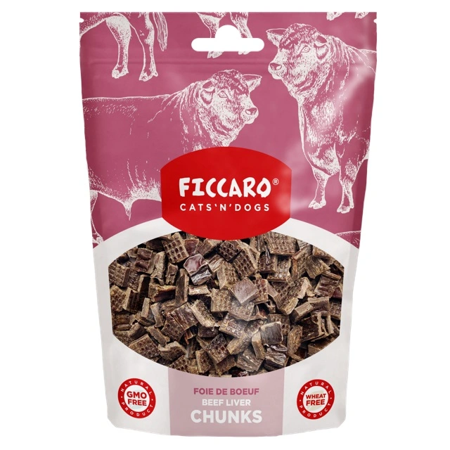 FICCARO Hundesnack Okse Lever Chunks - tørret lever 100 g